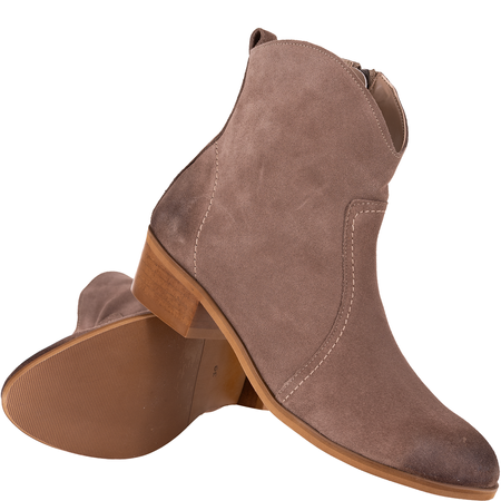 Modne botki damskie Syrena SE KO-07 cappuccino skóra welurowa