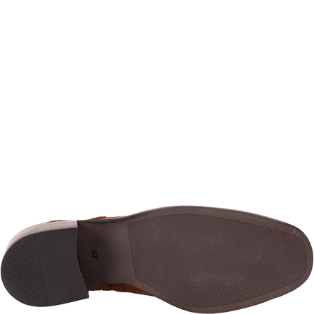 Modne botki damskie Syrena SLA 1136/216 brąz skóra welurowa