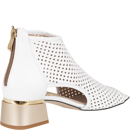 Białe sandały damskie na obcasie Syrena SLA 1070 skórzane