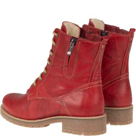 Eleganckie botki damskie czerwone Syrena SST 4038 - skóra