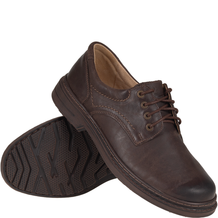 Półbuty męskie Syrena SH 815 brązowe - wygodne, skórzane