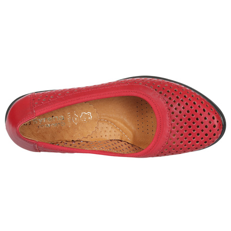 Półbuty ażurowe damskie skórzane Syrena SWB 026 czerwone