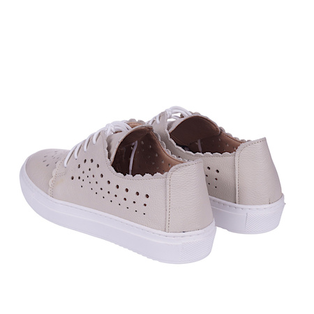 Półbuty ażurowe damskie skóra naturalna Syrena SE 0502 beż groch