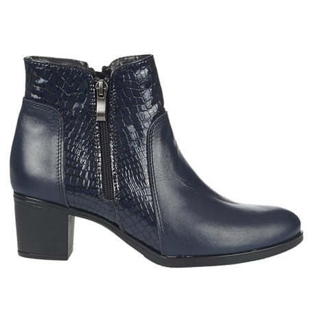 Komfortowe botki damskie Syrena SE 404 - granatowe skóra