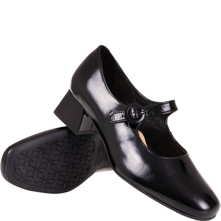 Czółenka skórzane Syrena SPU 1285 czarne lakierowane