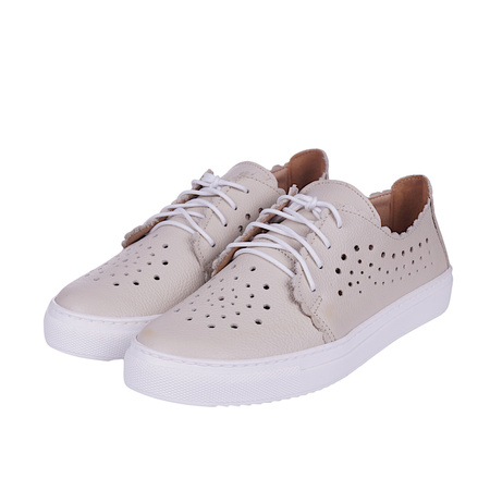 Półbuty ażurowe damskie skóra naturalna Syrena SE 0502 beż groch