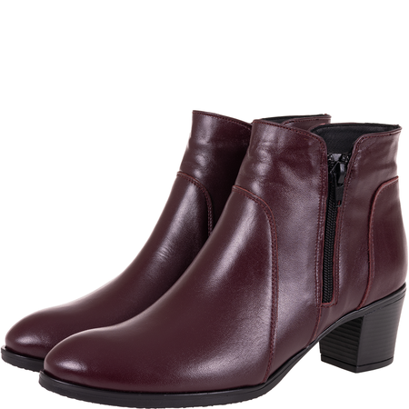 Komfortowe botki damskie Syrena SE 404 bordowe skóra