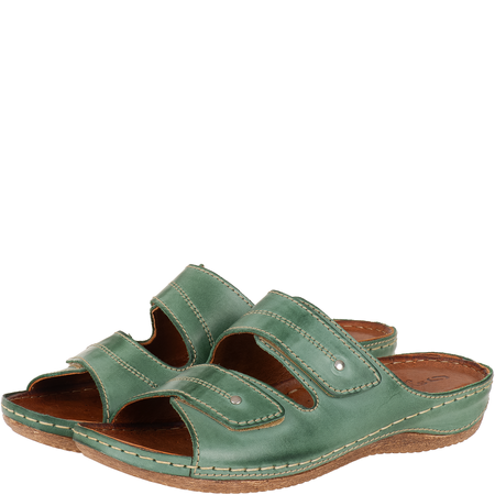 Klapki skórzane SST 828 zielone Syrena - komfort i styl