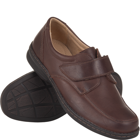 Skórzane półbuty męskie o podwyższonej tęgości H - Syrena SH 806, brązowe