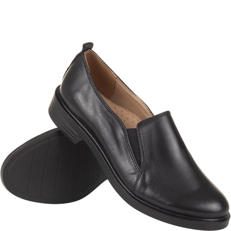 Czarne półbuty damskie wsuwane skórzane Syrena SE 0061