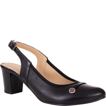 Czółenka damskie skórzane Wielbut 543 czarne na słupku