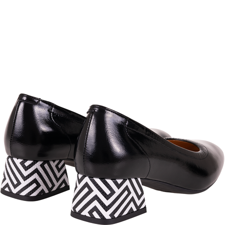 Czółenka damskie skórzane Syrena SPU 1535 czarny labirynt