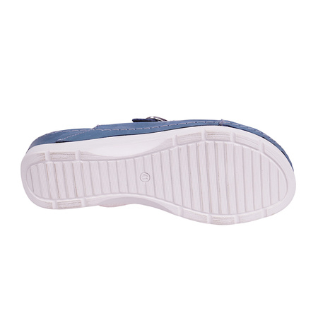 Komfortowe klapki damskie zakryte skóra naturalna Syrena SH 280 granatowe