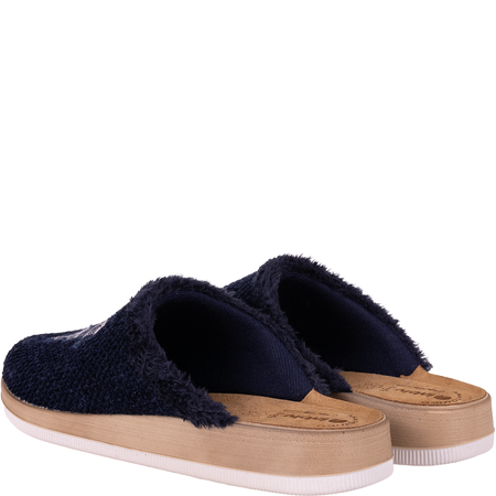 Kapcie damskie Inlu CT000042 granatowe - skórzana wkładka