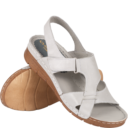 Skórzane sandały damskie Syrena SST 908 w kolorze szarym