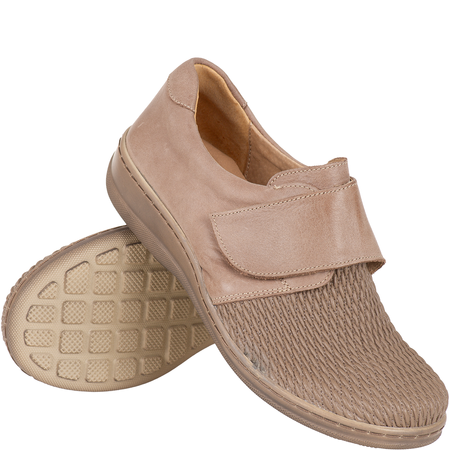 Półbuty damskie na haluksy tęgość H - Syrena SH 382 beż