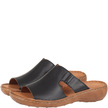 Skórzane klapki damskie marki Syrena SST 663 czarno-rude