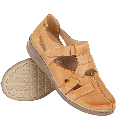 Syrena SH 423 - komfortowe brązowe półbuty wiosenne, skórzane