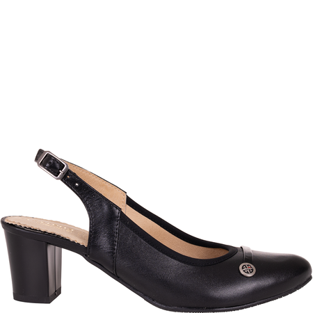 Czółenka damskie skórzane Wielbut 543 czarne na słupku