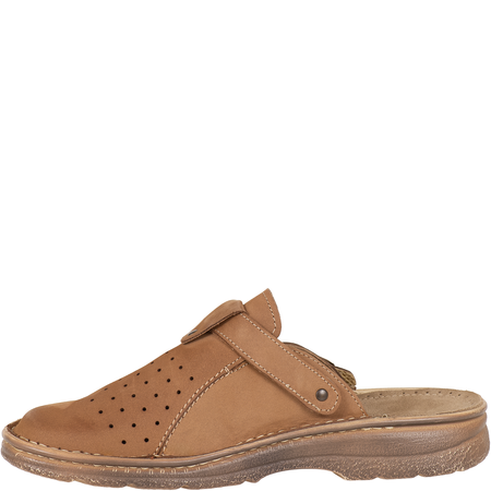 Klapki męskie Syrena SH 812 beżowe skóra naturalna