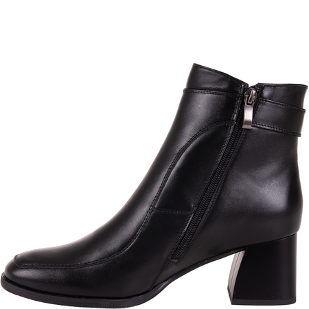 Czarne botki damskie skórzane na obcasie - Syrena SGO 1978