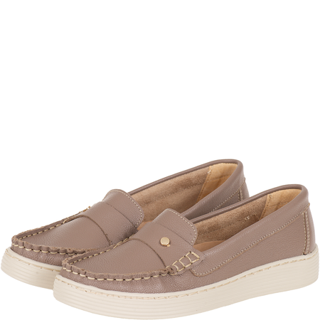 Syrena SH 440 khaki - skórzane mokasyny damskie na wiosnę