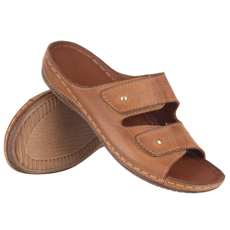 Klapki skórzane SST 828 rude marki Syrena - komfort i styl