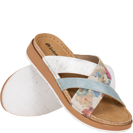 Inblu GS000052 białe klapki z motywem kwiatowym