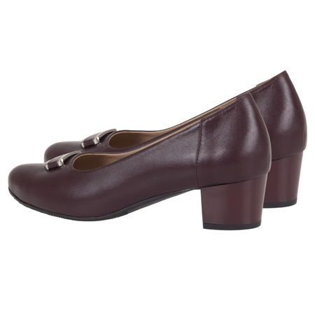 Czółenka na niskim obcasie - Syrena SE 7125A bordo - skóra naturalna