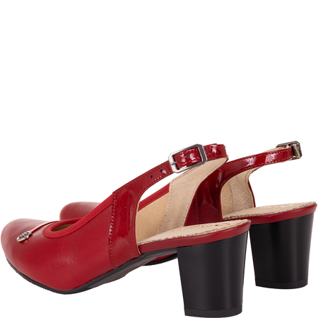 Czółenka damskie skórzane Wielbut 543 czerwone na słupku