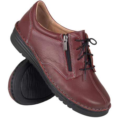 Klasyczne półbuty damskie skórzane Syrena SOT 075/M bordowe