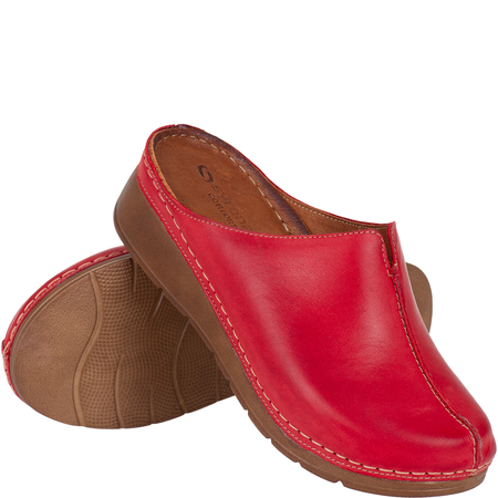 Klapki damskie skóra naturalna Syrena SST 922 czerwone