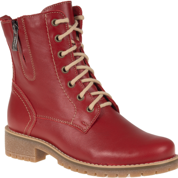Modne botki damskie Syrena SST 4038 - czerwone, skórzane