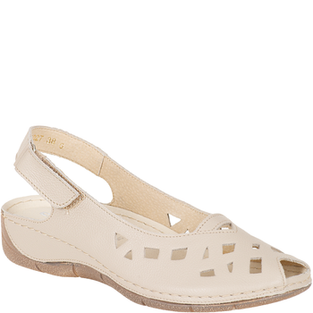 Skórzane sandały damskie ażurowe Syrena SH 4027 ecru