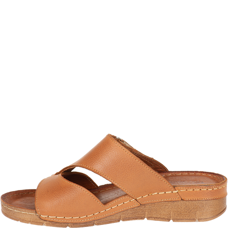 Klapki skórzane damskie marki Syrena SST 908/K rude