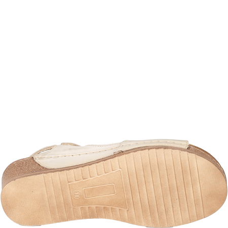 Sandały damskie na koturnie marki Syrena SST 969 beżowo-złote