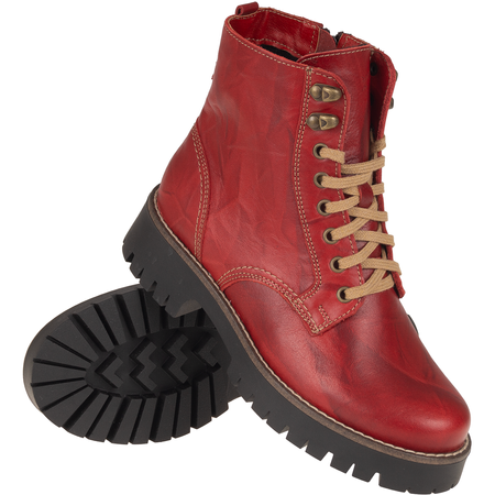 Botki damskie Syrena SST 4096 czerwone - skóra naturalna