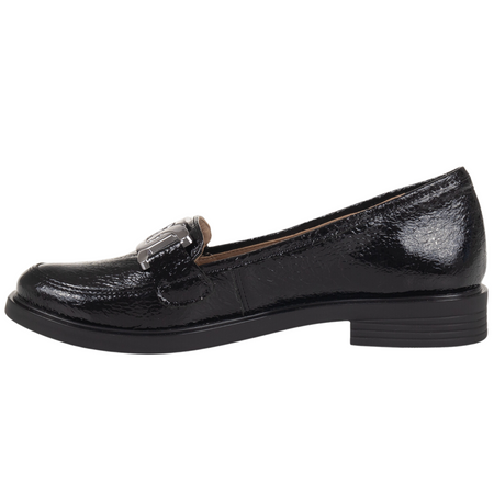 Półbuty damskie mokasyny skórzane Syrena SE 0055 czarny lakier