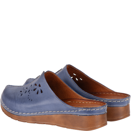 Klapki damskie skóra naturalna Syrena SST 922/M niebieskie