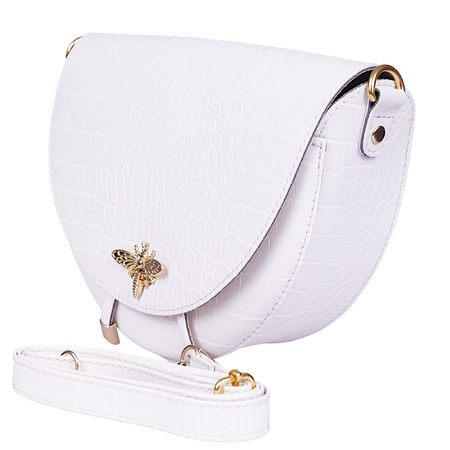 Miejska torebka damska mała listonoszka półokrągła biała