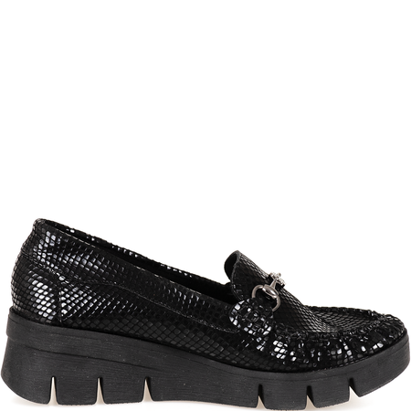 Skórzane mokasyny damskie Syrena SLA 989/B czarny wąż