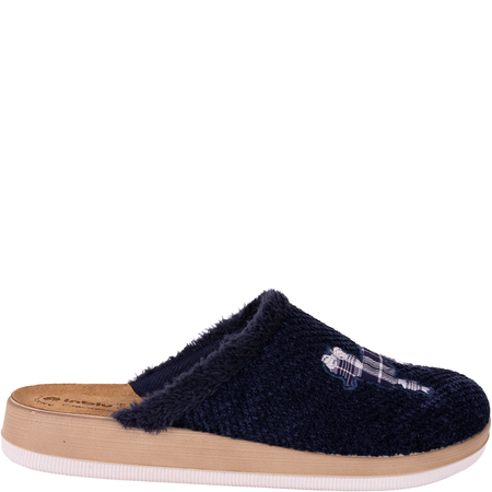 Kapcie damskie Inlu CT000042 granatowe - skórzana wkładka