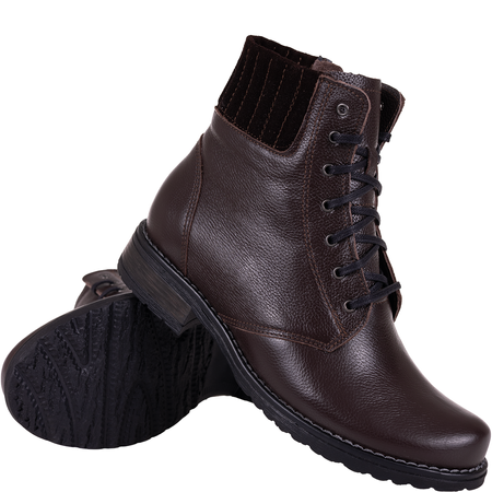 Trzewiki damskie Syrena K-240 brązowe skórzane ocieplane