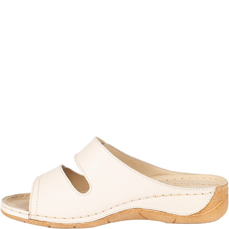 Klapki damskie Syrena SST 996 beżowe - skóra, komfort