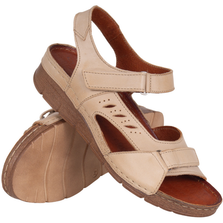 Sandały skórzane damskie Syrena SST 907 beżowe