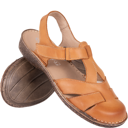 Sandały skórzane Syrena SH 152 jasny brąz | Wygoda i styl