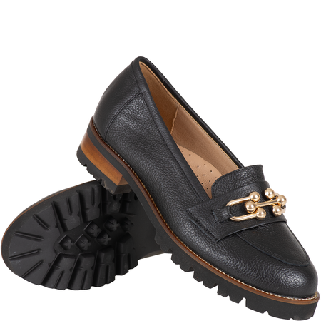 Mokasyny damskie Syrena SE P-299 czarne skóra licowa
