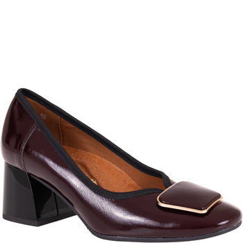 Czółenka damskie skórzane marki Syrena SGO 2096 bordo lakier