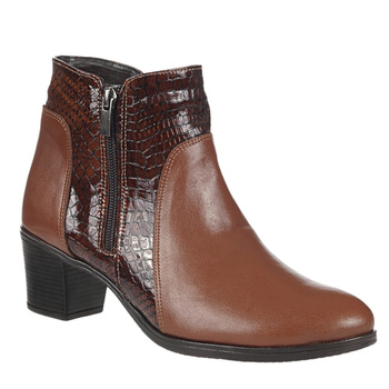 Komfortowe botki damskie Syrena SE 404 - brązowe, skóra