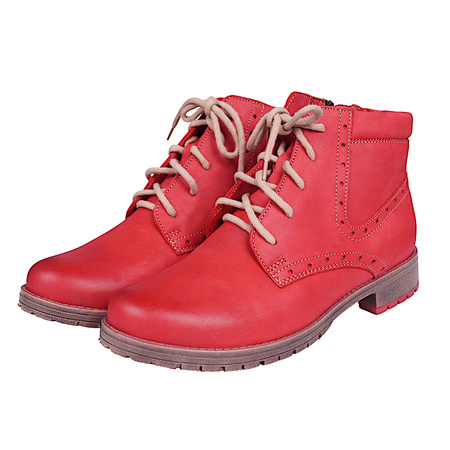 Botki damskie skórzane marki Syrena SST 4044 czerwone